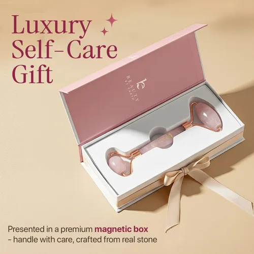 Miniatura 6 de Rodillo facial de cuarzo rosa, regalos de relajación para mujeres, herramientas de cuidado de la piel para líneas finas y arrugas, regalos