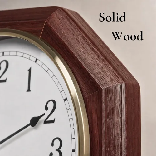 Miniatura 4 de Reloj de Pared con Péndulo - Reloj Regulador de Madera Real - Diseño de Escuela - Silencioso, Sin Campanadas, de Madera y Operado