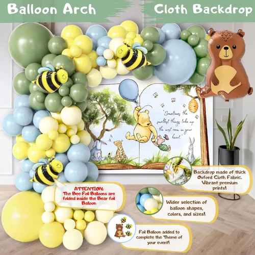 Miniatura 6 de 269 Piezas Kit de Decoraciones de Baby Shower Winnie, Pack de Fiesta Todo en Uno Fantástico de Winnie the Pooh Con Arco de Globos, Libro