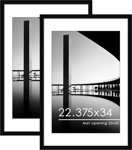 Miniatura 9 de PEALSN - Juego de 2 marcos de fotos de 12 x 18, muestra fotos de 11 x 17 con paspartú o 12 x 18 sin paspartú para montaje en pared, marcos para Negro