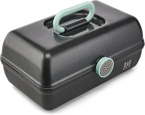Miniatura 2 de Caboodles On-The-Go - Caja de maquillaje para niña, brillo negro, colección Show Girl, caja organizadora de maquillaje de plástico duro, espejo