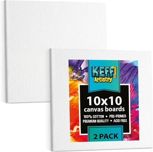 Miniatura 8 de KEFF Lienzo para pintar, paquete de 5 lienzos de 8 x 10 pulgadas, lienzos pequeños 100% algodón con triple imprimación para pintura. Mini lienzos a
