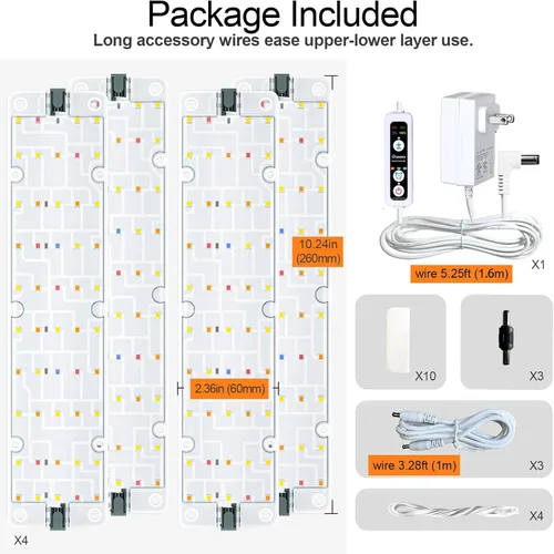 Miniatura 8 de Luces de cultivo DOMMIA, luces de cultivo enlazables de 40W para plantas de interior de espectro completo, temporizador de 6/12/16h, luces