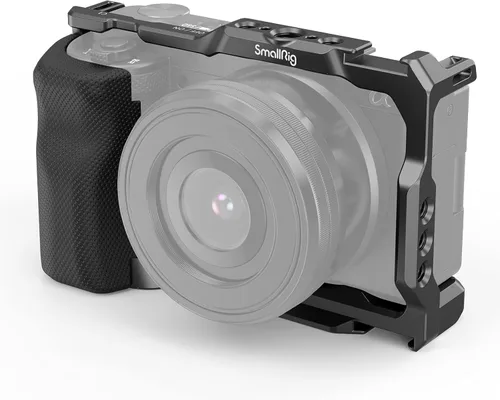 SMALLRIG ZV-E10 Jaula con mango de silicona y agujeros roscados incorporados, zapata fría y placa de liberación rápida para Sony ZV-E10