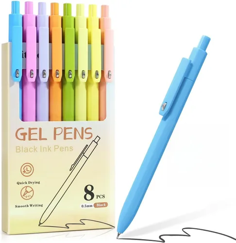 Miniatura 10 de Vitoler - Bolígrafos de gel bonitos, paquete de 8 bolígrafos de punta fina de 0.020 in con juguetes antiansiedad, de secado rápido For Women, For