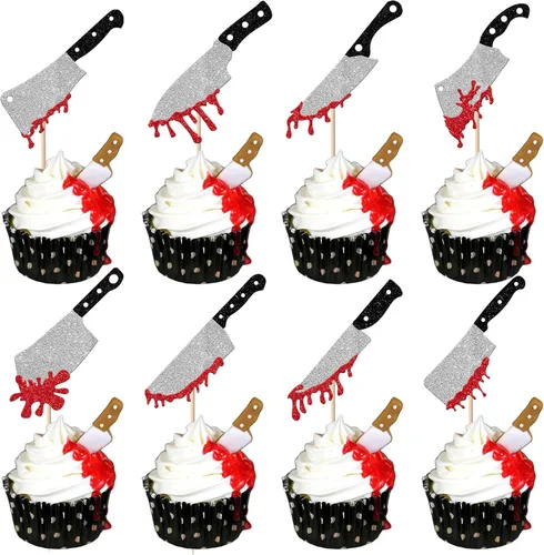 Miniatura 17 de Paquete de 24 adornos para cupcakes de Halloween con purpurina rosa, fantasma, pequeño abucheo, murciélago, bruja, gato, calabaza, magdalena