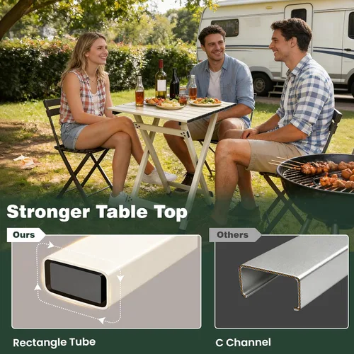Miniatura 6 de SUNNYFEEL Mesa de camping plegable – Mesa de picnic portátil de aluminio ligero, 18.5 pulgadas de largo x 18.5 pulgadas de ancho x 24.5 pulgadas