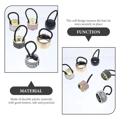Miniatura 4 de KALLORY 6 piezas de cola de caballo para el cabello, con diamantes de imitación, ligas elásticas para el cabello, accesorios para el cabello