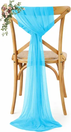 Miniatura 8 de VDS Paquete de 25, Rojo Manzana, Lazos de Gasa para Sillas con Bordado de Chiffon, Funda para Silla con Moño en la Parte Posterior, Ideal