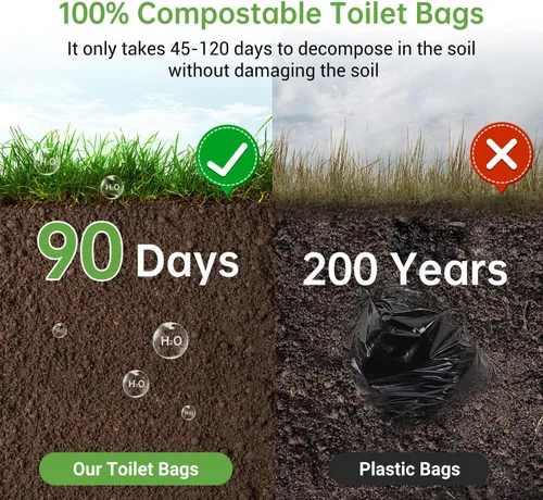 Miniatura 3 de Bolsas de repuesto para inodoro portátil Winmoom, 50 unidades, capacidad de 8 galones, compostables, a prueba de fugas, duraderas, versátiles y 50