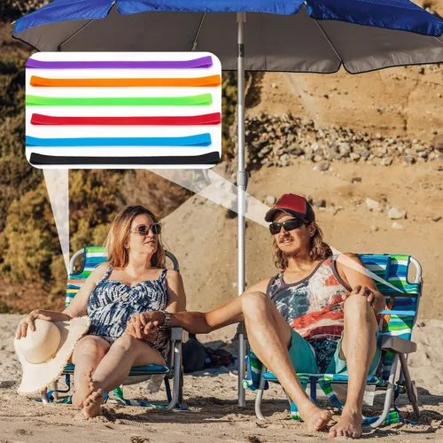 Miniatura 6 de Paquete de 6 bandas de toalla para silla de playa, bandas de goma resistentes al viento para toallas de playa, soporte de silicona elástico colorido