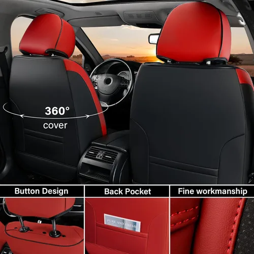 Miniatura 3 de Coverado Juego completo de fundas de asiento de automóvil de 5 asientos, fundas de asiento delantero y trasero para automóviles, cojín de asiento