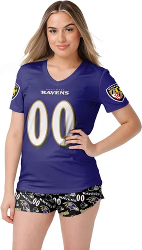 FOCO NFL womens Nfl Team Logo Ladies Gameday Ready Jersey Pajama Set