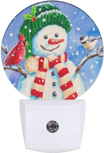 Miniatura 22 de Lindo muñeco de nieve luz nocturna de muñeco de nieve de Navidad de invierno enchufable luz nocturna con sensor automático iluminación LED