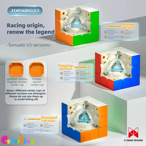 Miniatura 3 de CuberShop QY X Man Tornado V3 M UV Coated (Pioneer con MagLev), nuevo cubo magnético de velocidad 3x3, QY Tornado V3 Pioneer UV, 3x3x3 Cubo