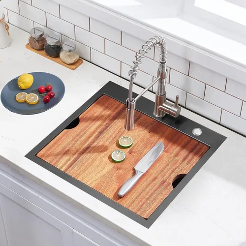 Miniatura 2 de VCCUCINE - Fregadero de cocina de 21 x 20 pulgadas, fregadero de cocina pequeño de acero inoxidable calibre 16, cuenco individual para exteriores
