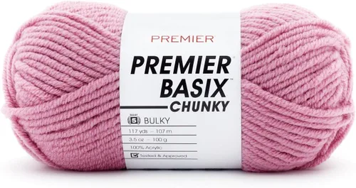 Miniatura 30 de Premier Yarns Basix Hilo Chunky Grueso, Perfecto para Elaborar Proyectos Rápidos, Peso Voluminoso, Hilo Acrílico, Acero, 3.5 onzas, 117 yardas