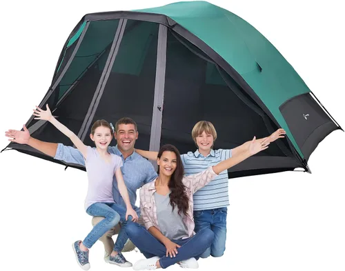 Miniatura 9 de Camping Tent - Water-Resistant Cabin Style Outdoor Shelter with Built-in Screen Tent and Carrying Bag by Wakeman Outdoors Azul