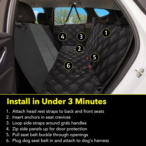 Miniatura 7 de Meadowlark Funda de asiento de coche prémium para perro con ventana de malla, antideslizante, repelente al agua para mascotas y camiones