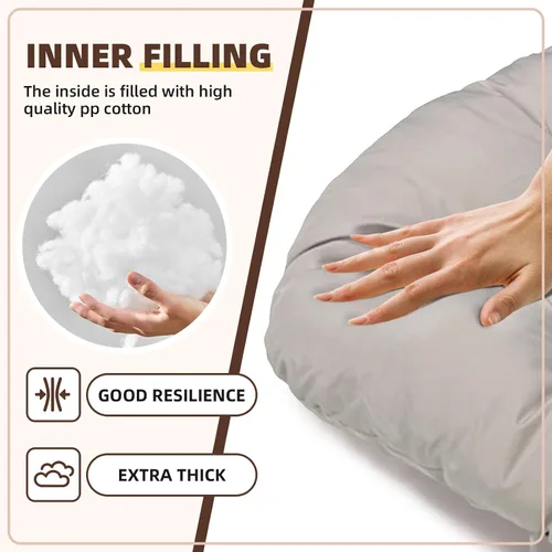Miniatura 5 de Cojines para silla de huevo para exteriores, color negro, impermeable, antideslizante, con lazos, cojín grueso para silla para terraza, balcón