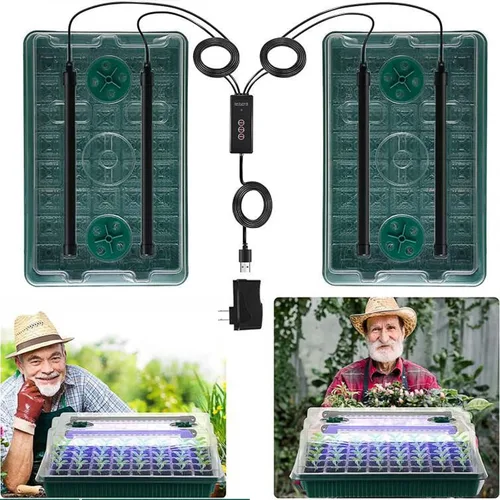 Miniatura 7 de Bandeja de inicio de semillas con luz de crecimiento, 2 paquetes de 80 celdas, kit de inicio de semillas, bandejas de inicio de plántulas con luces
