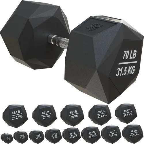 Mancuerna prisma para entrenamiento de fuerza, 5 a 70 libras de hierro fundido recubierto de goma, para gimnasio y entrenamiento en casa Nordic