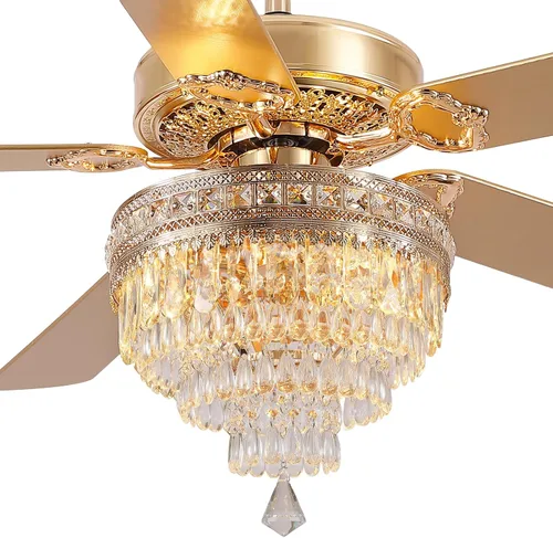 Miniatura 12 de Ventilador de Techo de Cristal Fandelier con Luces - 52" Ventilador Moderno para Exteriores con Control Remoto, Motor AC Silencioso, Iluminación
