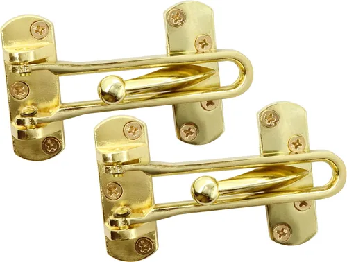 LBY Paquete de 2 cerraduras de puerta de barra oscilante resistente, cerradura de seguridad antirrobo en forma de U, cerradura de puerta de Oro