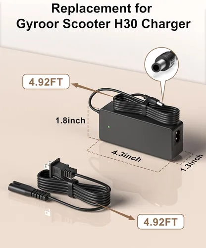 Miniatura 8 de Cargador compatible con patinete eléctrico Gyroor X8, H40, H30 Pro, H30 MAX para niños, patinete eléctrico de batería dual Turboant V8 V 8 Fuente