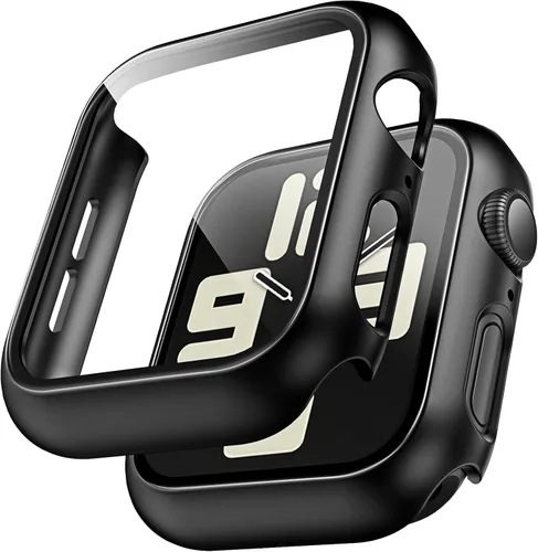 Miniatura 16 de TAURI - Juego de 2 carcasas rígidas para Apple Watch SE Series 6, 5, 4, 1.732 in (44mm), protector de pantalla integrado de cristal templado 9H, Azul