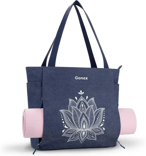 Miniatura 18 de Gonex Bolsa para Esterilla de Yoga, Bolsa Grande con Múltiples Bolsillos para Mujeres y Hombres, Portador de Esterilla de Lona, Cremallera Completa
