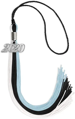 Miniatura 7 de Endea Graduation Borla de triple color con gota de fecha plateada (negro/dorado/granate, 2020)