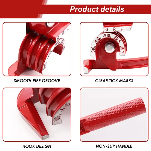 Miniatura 4 de Tnisesm Dobladora de tubos, herramientas manuales de flexión de tubos para 1/4 5/16 y 3/8 pulgadas de cobre de aluminio fino rojo