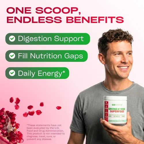 Miniatura 3 de GoBiotix Polvo súper verdes y polvo súper rojos: Superalimento vegano rojo y verde sin OMG + probióticos, enzimas, alimentos integrales orgánicos