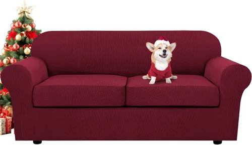 H.VERSAILTEX - 3 fundas de sofá elásticas para 2 cojines de sofá. Fundas para muebles de sala de estar (funda base más 2 fundas de cojín de asiento)