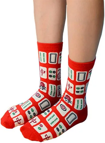 Miniatura 7 de Creative Mah Jong Print Novedosos Calcetines de algodón para hombres y mujeres