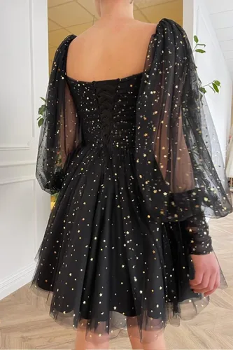 Miniatura 3 de Maxianever Vestidos de graduación de tul estrellado brillante para mujer, vestidos de fiesta de exalumnos, vestidos formales de noche