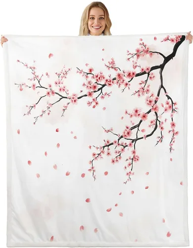 Miniatura 35 de Manfei Blue Flower Throw Blanket Watercolor Floral Print Fleece Blanket Botanical Wildflower Cozy Throws for Bed Couch Sofa,Kids Boys Girls Room