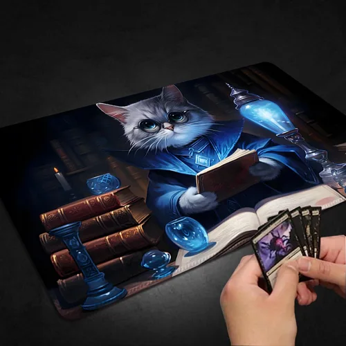 Miniatura 5 de Tapete de juego para MTG, con bolsas de almacenamiento gratis, tapete de juego de 24 x 14 pulgadas, TCG y alfombrillas de juego de mesa para Gato