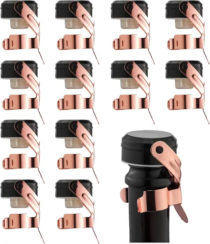 Miniatura 11 de WOTOR Tapones para botella de vino y champán de acero inoxidable con silicona de grado alimenticio, a prueba de fugas, se mantienen frescos, Negro