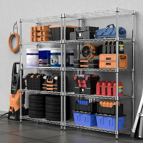 Miniatura 2 de M MZG 1250 lbs Estantería de alambre de acero resistente de 5 niveles Unidad de estanterías utilitarias Organizador de alambre de acero para el Cromo