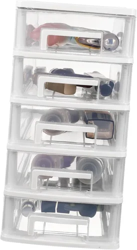 Miniatura 9 de Healeved Organizador de almacenamiento de escritorio de 5 cajones de plástico transparente pequeño cajón unidad de almacenamiento de escritorio
