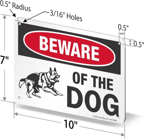 Miniatura 6 de SmartSign Letrero de metal con gráfico "Beware of The Dog" de 7 x 10 pulgadas, aluminio laminado a prueba de óxido, rojo, negro y blanco, fabricado