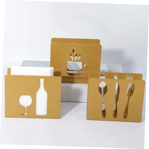 Miniatura 6 de MAGICLULU Square Metal Napkin Holder with Hollow Cutlery Design, Upright Tissue Storage Stand for Restaurant and Household, Modern Style Napkin Rack