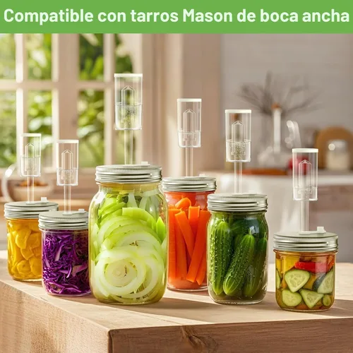 Miniatura 5 de Kit de fermentación para frasco de fermentación Mason de boca ancha, kit de encurtido/chucrut con 4 pesos de fermentación de vidrio, 4 tapas