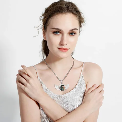 Miniatura 5 de VIBOOS Collar con colgante de memoria de hip hop personalizado, texto con imagen personalizada para hombres y mujeres, foto personalizada de cobre