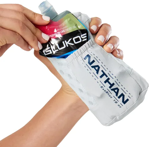 Miniatura 5 de Nathan ExoDraw & ExoShot 2.0 Flask, Handheld Water Bottle for Marathons, Hiking, Ultra Running and Outdoor Activity Gris Vapor/Azul Estate