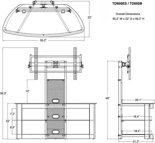 Miniatura 3 de TransDeco TD600B - Soporte con soporte, televisor de 85", color negro