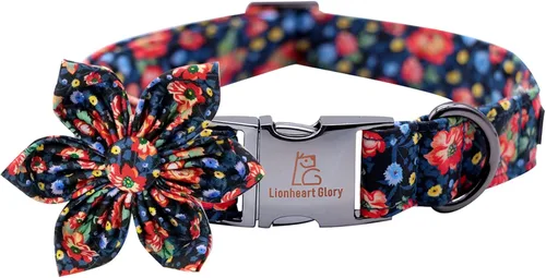 Miniatura 20 de Lionheart glory Collar de perro con flor, collar de perro azul con flores, collar de verano para perro niño o niña, suave, duradero, ajustable