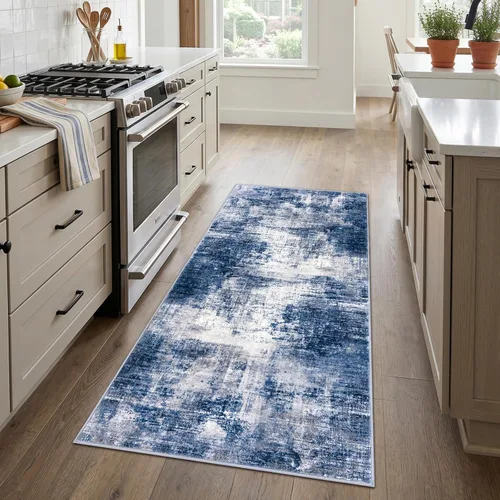 Miniatura 828 de IOHOUZE Alfombra abstracta lavable de 3 x 12 pies para pasillos, antideslizante para cocina, camino de entrada de lana sintética para interiores